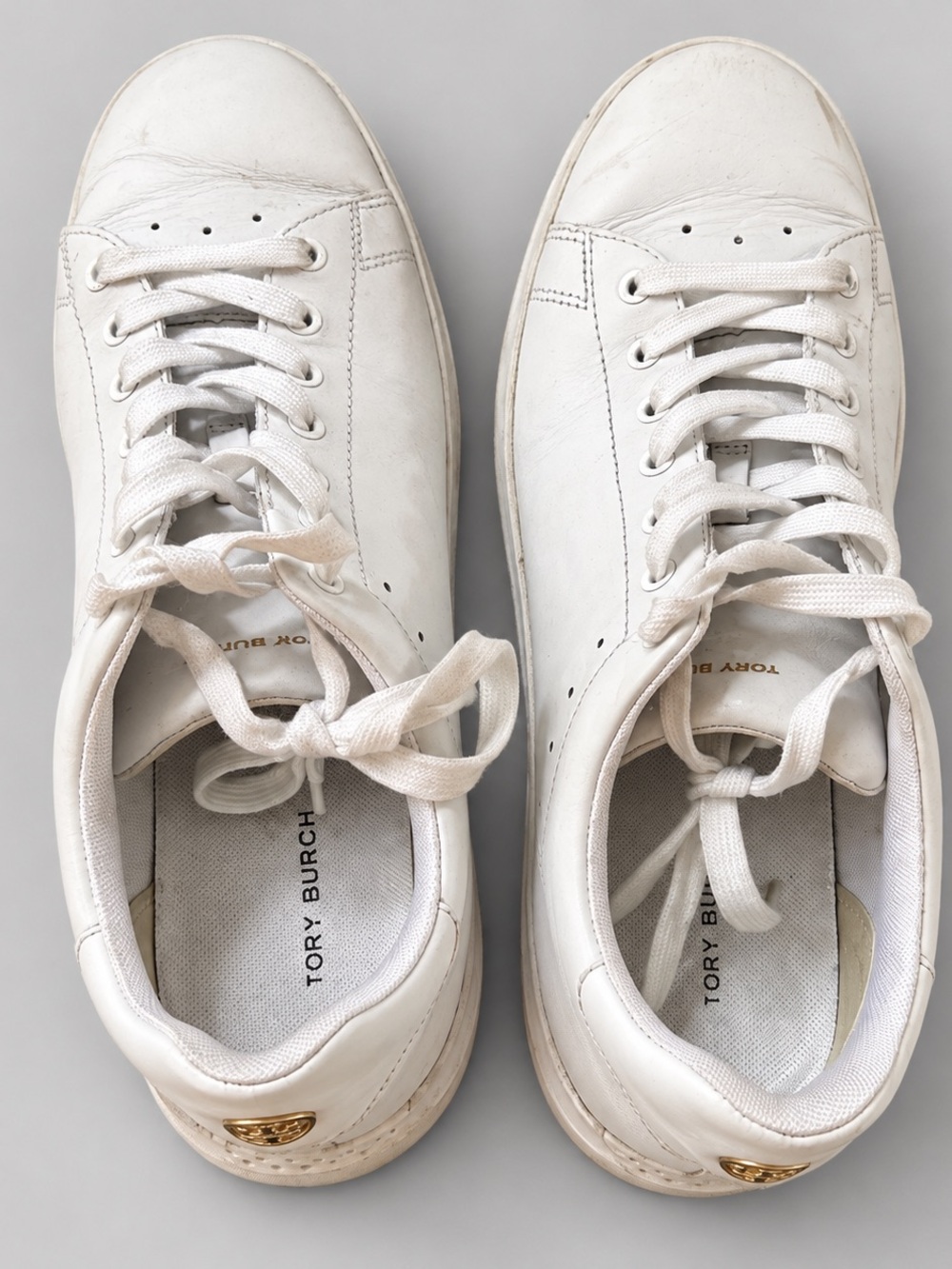 Tory Burch Off-White Leather Low-Top Lace-Up Sneakers